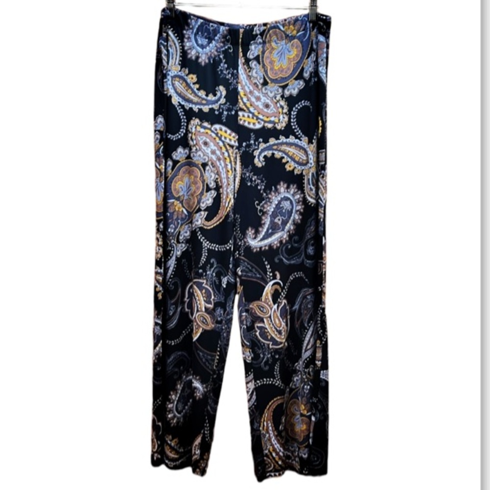 Susan Graver Pants pull-on Paisley, weighty stretchy fabric size large - Picture 6 of 11